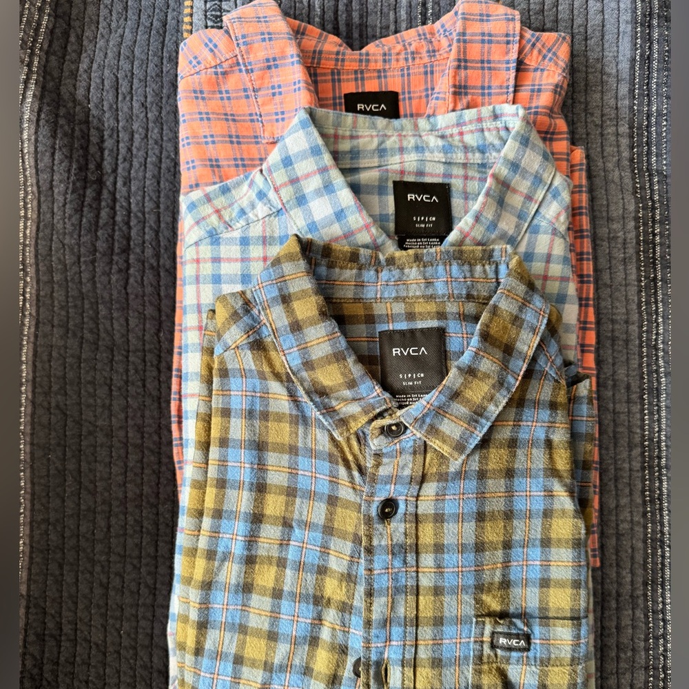 RVCA plaid short sleeve button up shirts S